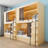 Lit capsule tout inclus, style lit superposé, en bois massif, moderne et minimaliste, pour adultes, lits jumeaux, pour dortoirs scolaires, hôtels e-sport et chambres d'hôtel