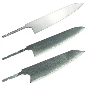 Damasco-cuchillo de chef vg10, hoja de acero en blanco, bricolaje, Japón