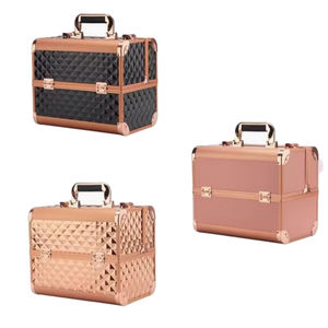 Portable en aluminium maquillage boîte organisateur grand étui à cosmétiques diamant beauté vanité valise pour voyage brosse stockage artiste - Product Image 3