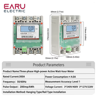 Trois phases 4 fils 300A 3*220V/380V câblage Direct multifonctionnel haute charge puissance compteur d'énergie moniteur rétro-éclairage RS485 EA773