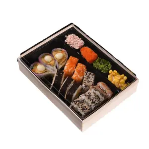 Kotak makanan kertas Takeaway sekali pakai dengan jendela kotak kemasan makanan ringan kotak Sushi