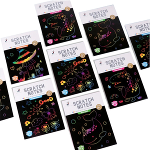 Set Buku Gambar Gores DIY Anak 10 Lembar Kertas Gores Pelangi Seni 2-4 Tahun Papan Gambar Unisex YUELU SP-K036 - Product Image 4