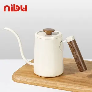 Nibu Durável Barista Ferramentas Madeira Handle Pot Longo Bico Estreito Mão Brewing Coffee Pot Chaleira De Café