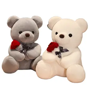 Animal Toys Promotion & Gifts PP Teddy Bear Hot Selling Cute Rose Valentines Gift Stuffed Plush Cotton Opp Oem Unisex 10pcs