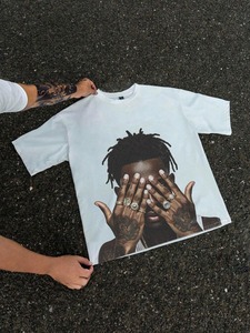 T-shirts surdimensionnés pour hommes, imprimés avec des portraits de tatouages ​​de style street hip-hop - directement de l'usine, personnalisables.F10 - Product Image 6