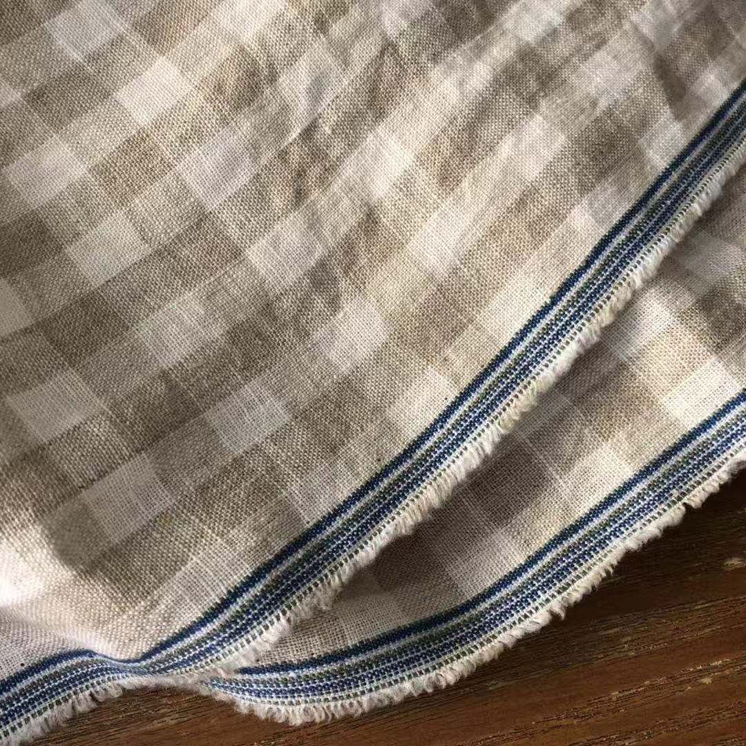 На складе, готово к отправке, средний вес, натуральная клетчатая чистая льняная ткань для одежды, домашний текстиль