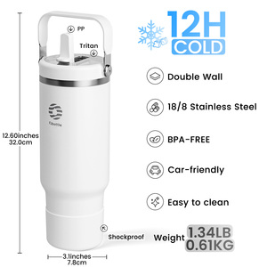 맞춤형 로고 40oz 텀블러, 플립 빨대와 상단 손잡이, 누수 방지 휴대용 이중벽 보온 물병, 스포츠용 선물 - Product Image 4