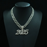 Chaîne cubaine en cristal plaqué or 2026 pour homme, collier ras-du-cou massif style punk avec pendentif, idéal comme cadeau pour enfant