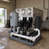 Équipement d'alimentation en eau à pression constante à fréquence variable industrielle, productivité de 5000 L/heure, garantie 1 an, pour bâtiments hospitaliers