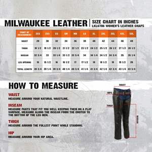 2025 mujeres clásicas de cuero negro motocicleta motociclista CHAPS con detalle ostentoso LKL6706 - Product Image 3