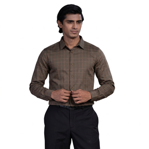 Chemises de travail décontractées pour hommes en polyester/coton, anti-plis, anti-boulochage, respirantes, séchage rapide, tissu tissé 280g, collection automne - Product Image 1