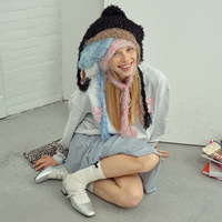 Bonnet élégant en tricot à fourrure douce avec oreilles d'animaux pour les femmes et les adolescents par temps froid d'hiver
