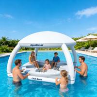 Plateforme flottante gonflable de qualité commerciale pour 4 personnes avec auvent, en PVC, couleurs et logo personnalisés, garantie 3 ans pour yacht
