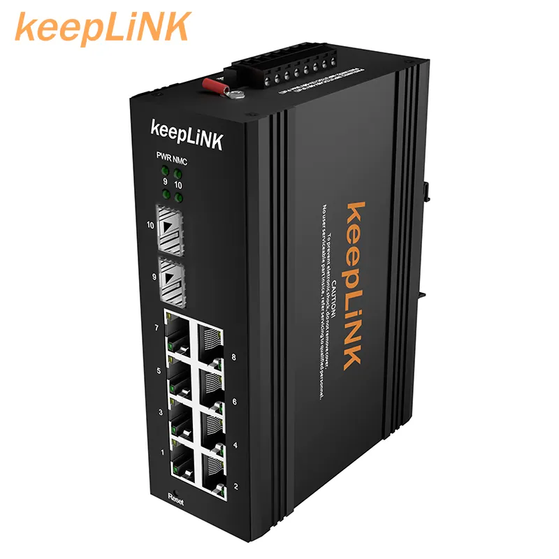 10 Port Ethernet Switch 10/100/1000m 10 Ports Managed Poe Industrial Ethernet Switch IP40 2 Fiber Ports 8 Rj45 Port Network Switches For Cctv Camera