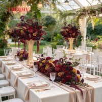 Centre de table artificiel en soie lavande violette de 60 cm, avec globe de fleurs, églantier et rose, pour décoration de table de mariage