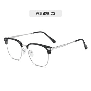 Montures de lunettes semi-cerclées rectangulaires, monture dorée et noire, légères, anti-UV, unisexes, lunettes sur ordonnance - Product Image 3