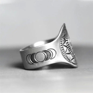 Anello in Acciaio Inossidabile a Forma di Luna H371, Stile Bohémien, Regalo Unisex, Anelli alla Moda, Design Semplice Senza Pietre - Product Image 6