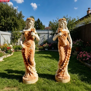 Sculpture de déesse en <span class=keywords><strong>marbre</strong></span> onyx YOUFINE, sculptée à la main, motif floral, pour la décoration de villa, de jardin, de portail et de paysage. - Product Image 1