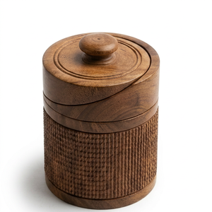 Porte-couverts en bois avec séparateur amovible, support rond pour cuillères, organisateur de table de cuisine à un seul niveau, taille et forme personnalisées - Product Image 1