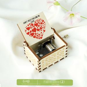 Caja Musical de Madera de Pino, Adornos Clásicos Tallados, Manivela Rectangular, Estilo Moderno y Simple, Regalos de Navidad en Existencia - Product Image 2