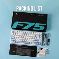 Teclado Mecánico AULA F75 con Teclas de Goma, Inalámbrico Trimodal, Diseño 75%, 80 Teclas, Sonido Potente, Teclado Gamer con Perilla de Control de Volumen