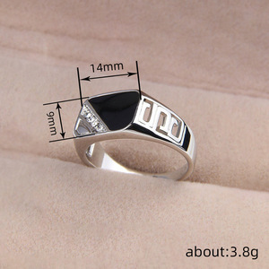 T0575 Men's Geometric <b>Ring</b> <b>925</b> <b>Silver</b> Crystal Rhinestone Channel Setting Everyday Wear - Product Image 4