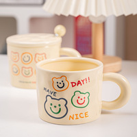 Mug en céramique de haute qualité, design mignon pour filles, capacité de 401-500 ml, portable et réutilisable avec couvercle et cuillère, cadeaux pour événements, souvenirs