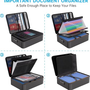 Bolsa para documentos ignífuga, negra, con forro de papel de aluminio de 1 mm, aislamiento térmico, para almacenamiento en oficina - Product Image 2