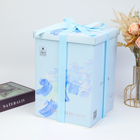 Boîte à gâteau personnalisée avec logo pour anniversaire, mariage, fête, utilisation OEM, boîte pliable en papier de qualité alimentaire, emballage cadeau avec poignée