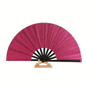 Abanico de Tela Creativo Plateado, Dorado y Negro con Brillo para Festivales Rave, Abanico Plegable de Mano con Purpurina - Product Image 4