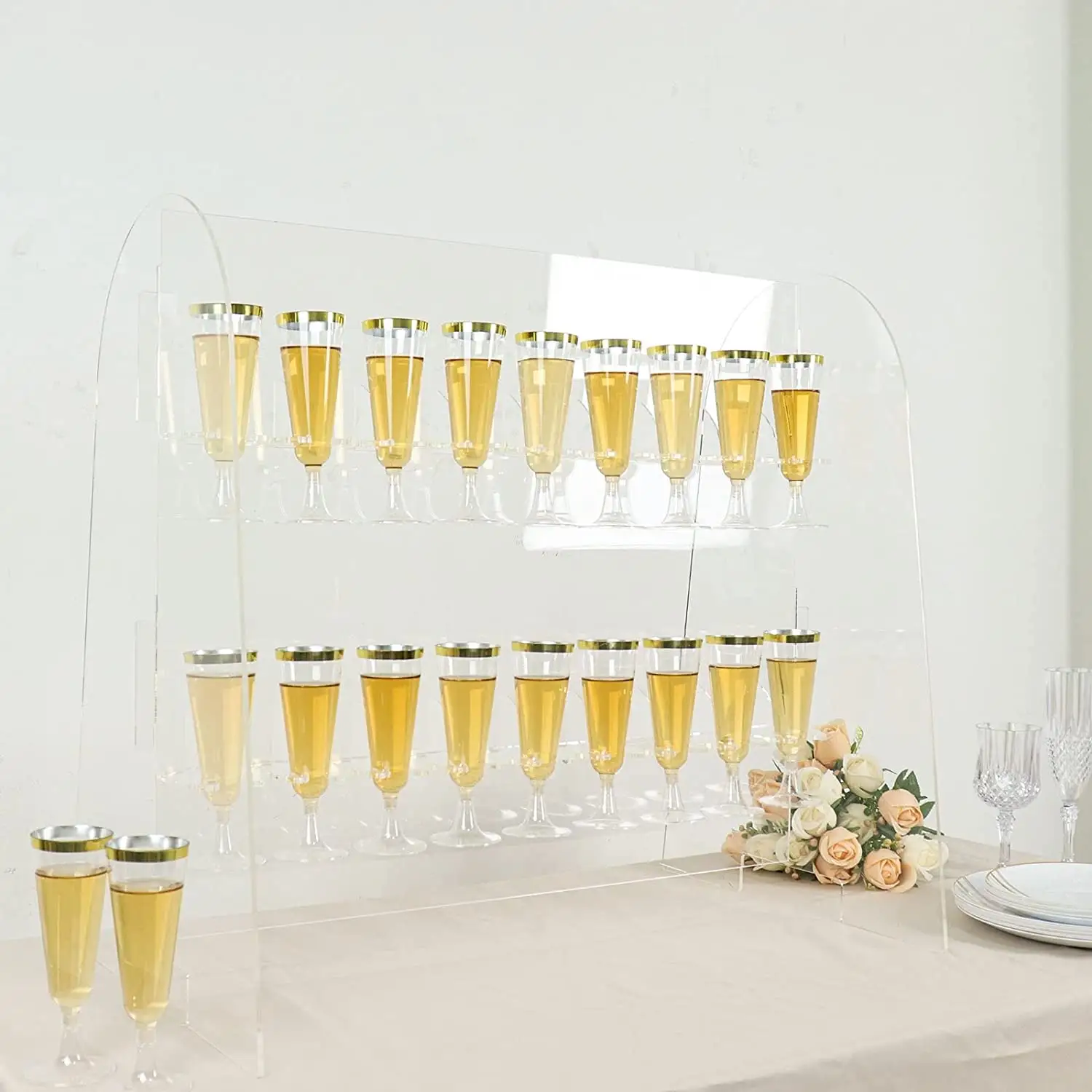 Supporto da parete per Champagne per feste supporto per torre di Champagne in acrilico supporto per bicchiere da vino espositore per Champagne in acrilico. Torre di Mimosa