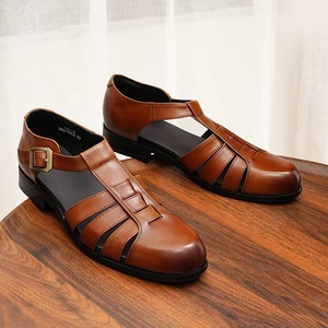 Sandales habillées pour hommes de style britannique, en cuir de vache, à lacets, légères, confortables, durables et antidérapantes - Product Image 5
