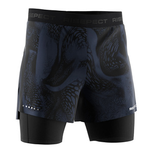 Mid-thigh Men Fitness Shorts with Built-in Compression Sweat-wicking Laser Cutting Holes for <b>Runners</b> of All Levels - Product Image 2
