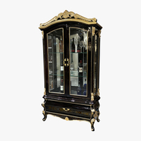 Armoire à vin en bois massif française RUI SEN à double porte, style palais européen, luxe sculpté, armoire à vin rouge, meubles de villa
