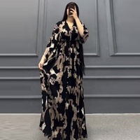 Robe longue maxi en mousseline de soie à imprimé floral et col en V, grande taille, pour soirée, style africain, vêtement musulman