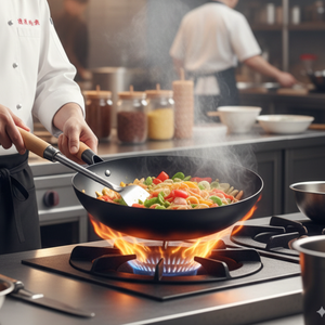 가스레인지 주방용 나무 손잡이가있는 상업용 탄소강 냄비 및 볶음 팬 - Product Image 3