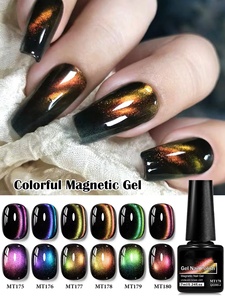Cat Eye Glue Rainbow <b>Black</b> Fireworks Light Cat Magnetic Gel Nail <b>Polish</b> Shiny Super Silver-Light Holographic Varnish - Product Image 1
