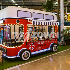 Carrito de Comida Móvil Eléctrico de Dos Pisos Rojo con Diseño de Bandera Británica, Estilo Camión de Comida, con Luces LED, para Café y Té - Product Image 2