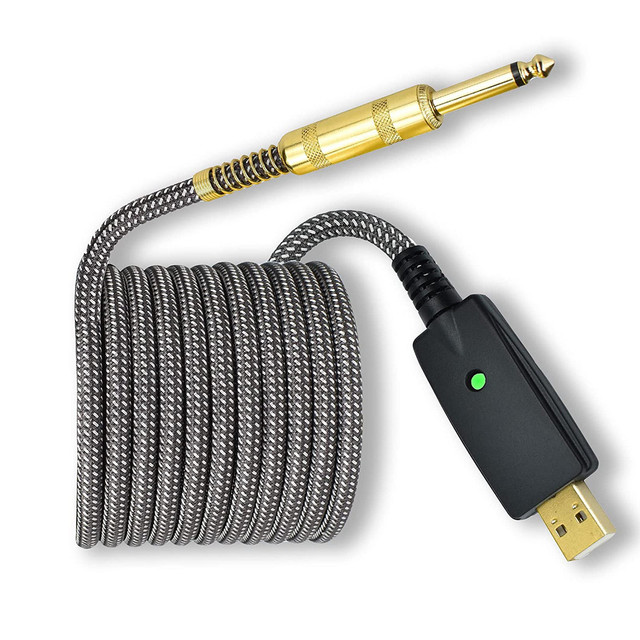 Custom Length 3M Nylon Braid Record USB Interface to 6.35mm Jack USB to Gold-Plated Male TS Mono Plug USB to Guitar Audio Cable