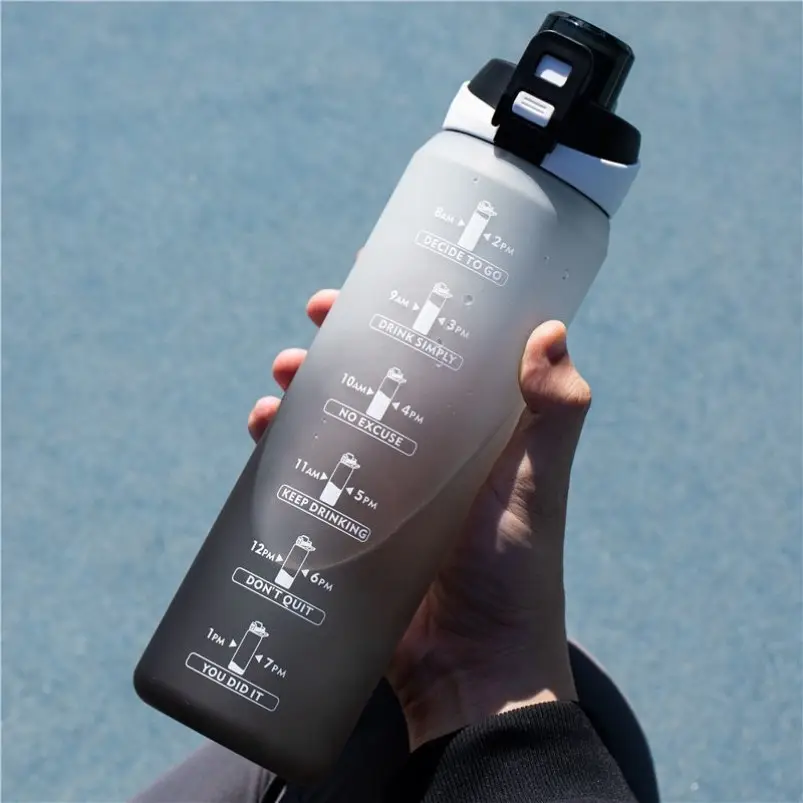 Fabrikdirektverkauf kundenspezifische Farbverlauf-Wasserflasche große Kapazität 1 Liter Fitness-Studio fitness auslaufsicher motivierend Sport-Wasserflasche