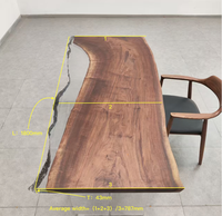Table à manger moderne en bois massif avec bord naturel et finition époxy, robuste, écologique, multifonctionnelle, pour bar à domicile ou salle à manger, 1,8 m, en noyer