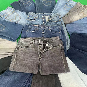 F8 Pantalon en <span class=keywords><strong>jean</strong></span> d'occasion de haute qualité pour hommes et femmes Ballots à jambes larges d'été <span class=keywords><strong>Taille</strong></span> de mélange différente Prix bon marché Condition de seconde main Propre - Product Image 1