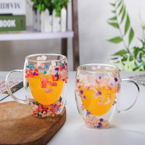 Tazza da Caffè <span class=keywords><strong>con</strong></span> <span class=keywords><strong>Fiori</strong></span> Secchi, Tazza da Tè a Doppio Strato <span class=keywords><strong>con</strong></span> Design Floreale, Regalo in <span class=keywords><strong>Vetro</strong></span> Borosilicato - Product Image 1