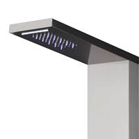Panneau de douche thermostatique LANO en acier inoxydable brossé, robuste, à double poignée, design moderne