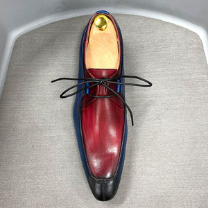 Scarpe da ufficio per <span class=keywords><strong>uomo</strong></span> d'affari Oxford retrò <span class=keywords><strong>blu</strong></span> e rosso di colore misto design in vera pelle bovina - Product Image 3