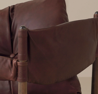 Fauteuil individuel en cuir marron pour salon, cadre en bois de frêne, fauteuil de détente