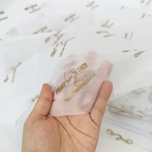 Kustom mewah 17g Logo emas cetak pembungkus tisu putih kertas sutra kopi untuk kemasan sweter