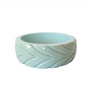 Fashionable Romantic Flower Pattern Carved Resin <b>Bangles</b> <b>Bracelets</b> Pink and Blue Handmade Acrylic Unisex Jewelry Gifts Parties - Product Image 5