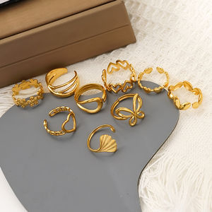 แหวนนิ้วชี้สแตนเลสสตีล 18k ดีไซน์หรูหรา ประดับเพชรทรงหัวใจสีพีชหวานๆ รูปทรงเม็ดถั่ว ทองคำ แหวนรูปหัวใจคู่รักสำหรับผู้หญิง - Product Image 3