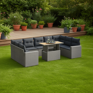 Set Divano da Giardino in Rattan Grigio 6 Posti Resistente alle Intemperie Arredamento da Esterno Design Contemporaneo - Product Image 2